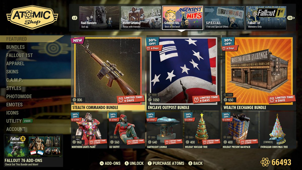RadCatsRule's tweet photo. Atom Shop Update, 10th December #Fallout76 #Fallout https://t.co/5HFnghG7ms