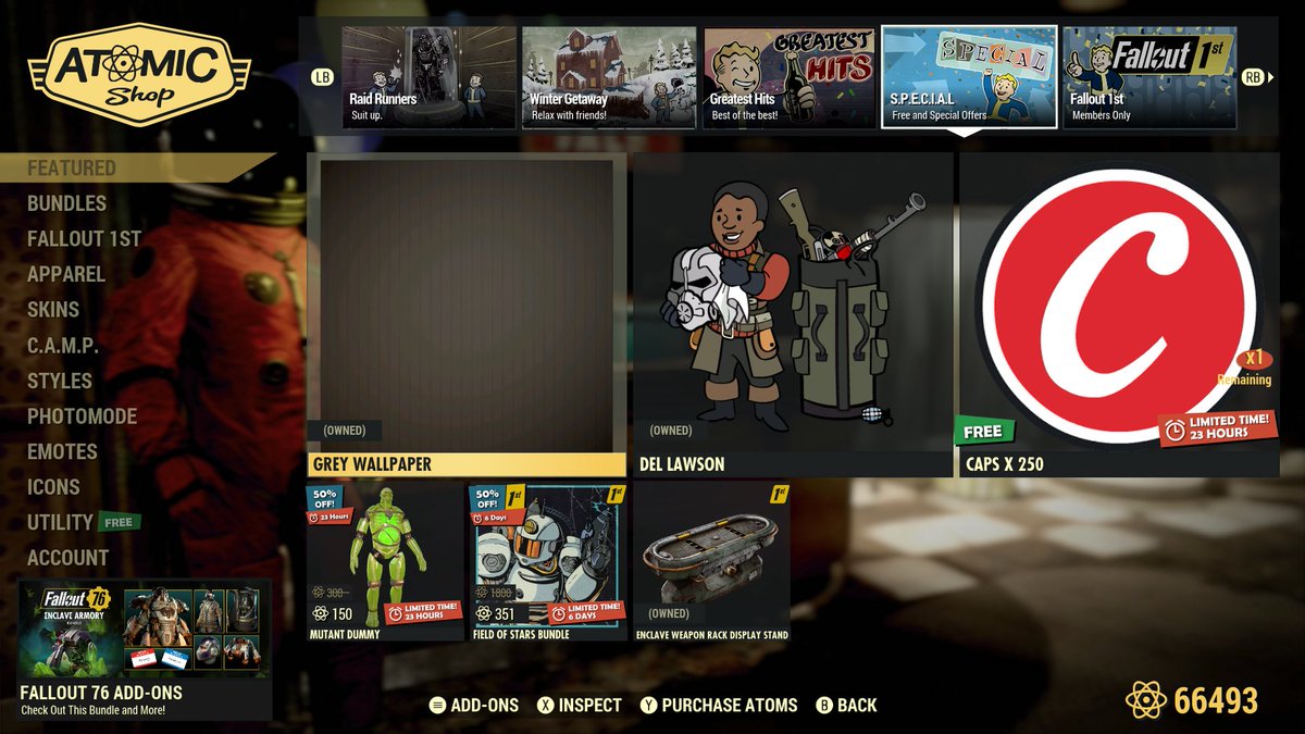 RadCatsRule's tweet photo. Atom Shop Update, 10th December #Fallout76 #Fallout https://t.co/5HFnghG7ms