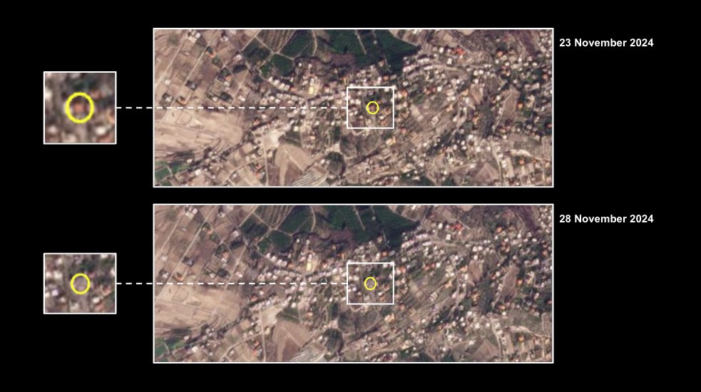 levalytics's tweet image. Comparing PlanetScope satellite imagery 23 November 2024 ➡️ 28 November 2024

Location: Mazraat Iskandarounah, #Lebanon
Coordinates: 33.4188, 35.3322

#geolocation