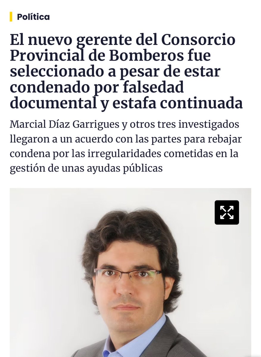 CarlosFBielsa's tweet photo. La última del PP valenciano. 
Nombra gerente del Consorcio Provincial de Bomberos dependiente de @dipvalencia a un cargo del PP condenado por estafa continuada y falsedad documental.

El Sr. Mompó debe destituirlo de inmediato.

➡️ ¿Alguien cree que esta persona puede dirigir el consorcio de bomberos, decidir sobre la contratación pública, dar respuesta a los daños de la Dana, promover mejoras en la gestión de las emergencias o realizar las inversiones necesarias para ello, con semejante historial? 

Menos mal que Feijóo le dijo a Mazón que ya no admitiría más errores.

Así no. 

Mas Info: @La_SER