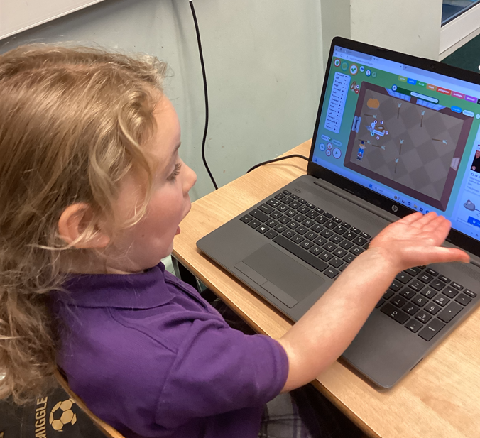 CeClutton's tweet image. The children in Willow Class have spent the afternoon learning how to code on the laptops. They were amazed when they were able to move and change their sprites by inputting simple algorithms. #ICT #Expertcoders #Computing #Problemsolving