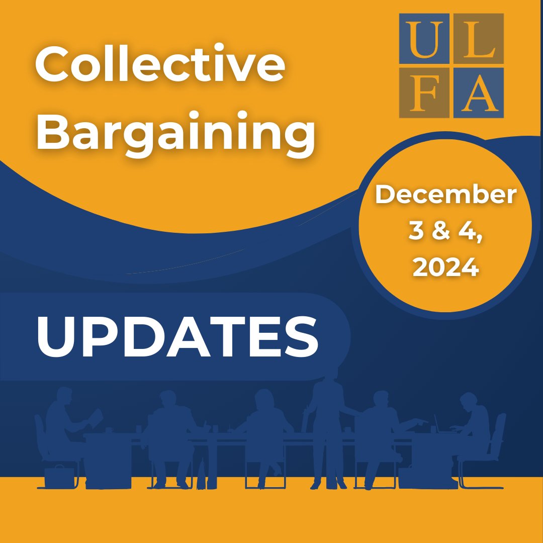 On December 3 and 4, 2024, the Board and ULFA negotiating teams held their fifteenth and sixteenth bargaining sessions toward a new Academic Staff Collective Agreement (ASCA).

For more information visit: ulfa.ca/ulfa-update-on…
