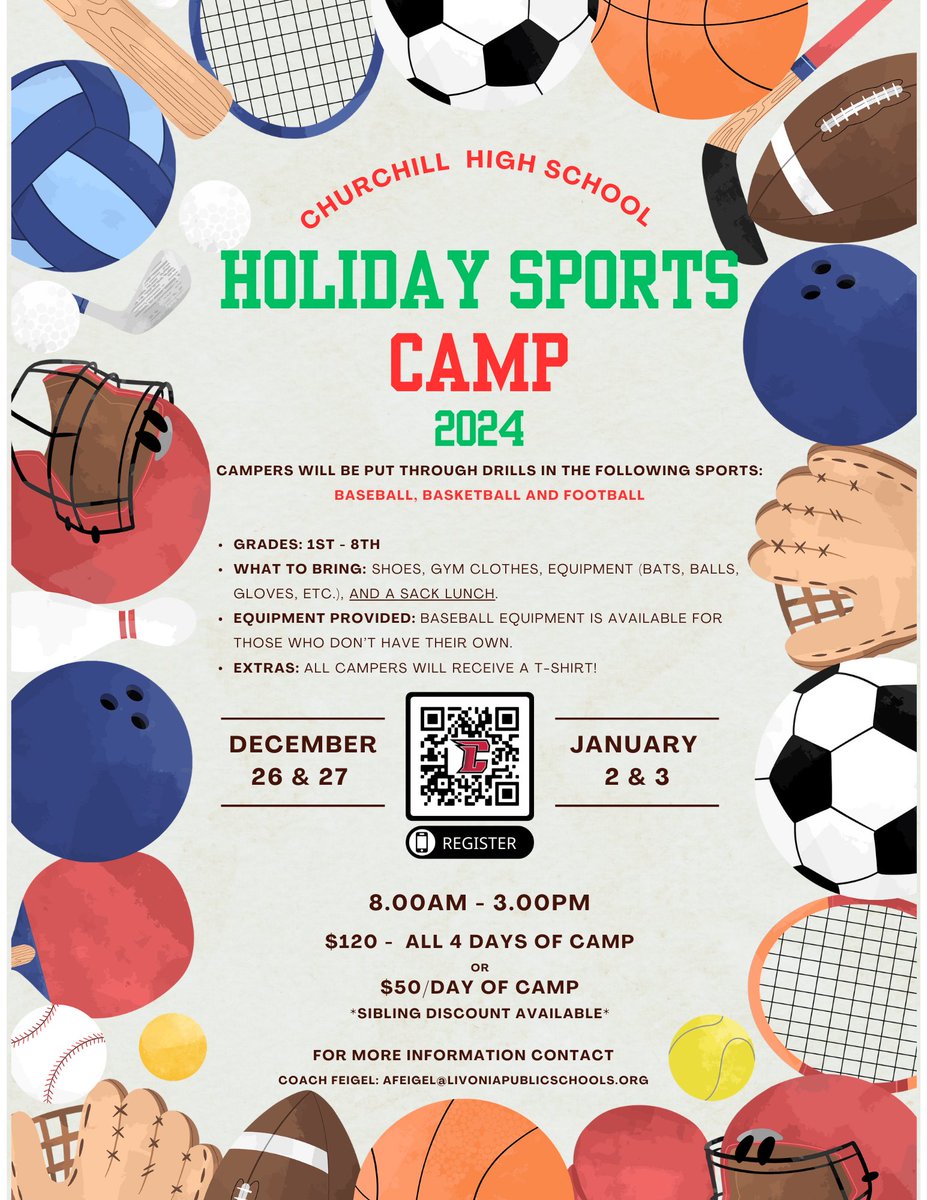 Churchill Athletics (@churchillgames) on Twitter photo Need a break from the kids this holiday? Consider this Holiday Camp at CHS! <a href="/LivoniaDistrict/">Livonia Schools</a> <a href="/CHS_Chargers/">Churchill Chargers</a> Need a break from the kids this holiday? Consider this Holiday Camp at CHS! <a href="/LivoniaDistrict/">Livonia Schools</a> <a href="/CHS_Chargers/">Churchill Chargers</a>