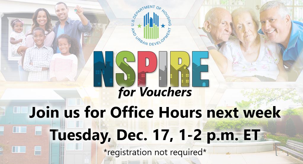HUD REAC (@hudreac) on Twitter photo 💻NEXT OFFICE HOURS DEC. 17. 💻 PHAs & landlords can join <a href="/HUDgov/">Department of Housing and Urban Development</a> next week, Tues. 12/17 for office hours 1-2 p.m. ET. NSPIRE for Vouchers subject matter experts will be on hand to answer your questions. Use the link to join at the start time: hud.gov/program_office… 💻NEXT OFFICE HOURS DEC. 17. 💻 PHAs & landlords can join <a href="/HUDgov/">Department of Housing and Urban Development</a> next week, Tues. 12/17 for office hours 1-2 p.m. ET. NSPIRE for Vouchers subject matter experts will be on hand to answer your questions. Use the link to join at the start time: hud.gov/program_office…