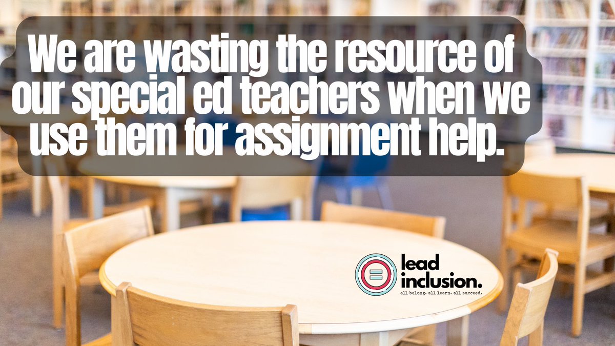 leeannjung's tweet image. If a student with an IEP is struggling with an assignment, the assigning teacher is the best person to help. We are wasting the resource of our special ed teachers when we use them for assignment help. #LeadInclusion #TeacherTwitter #InclusiveEd #EdLeaders