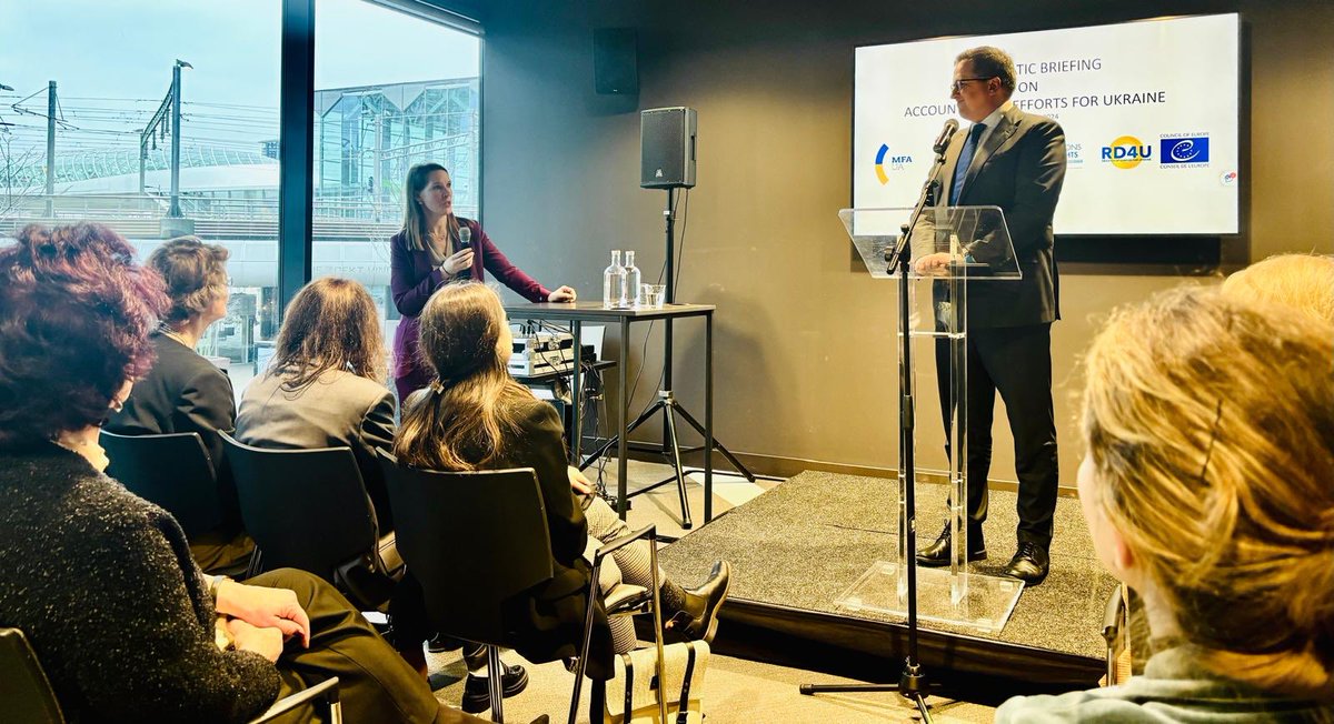 Markiyan Kliuchkovskyi (@mkliuch) on Twitter photo Grateful to <a href="/DutchMFA/">Dutch Ministry of Foreign Affairs 🇳🇱</a> for organising today’s briefing for the diplomatic community on #accountability efforts for #Ukraine.
Honoured to share the stage with <a href="/UNHumanRightsUA/">Human Rights Monitoring Mission in Ukraine (HRMMU)</a>’s Danielle Bell & echo the shared commitment to placing the people of 🇺🇦 at the heart of our efforts. Grateful to <a href="/DutchMFA/">Dutch Ministry of Foreign Affairs 🇳🇱</a> for organising today’s briefing for the diplomatic community on #accountability efforts for #Ukraine.
Honoured to share the stage with <a href="/UNHumanRightsUA/">Human Rights Monitoring Mission in Ukraine (HRMMU)</a>’s Danielle Bell & echo the shared commitment to placing the people of 🇺🇦 at the heart of our efforts.