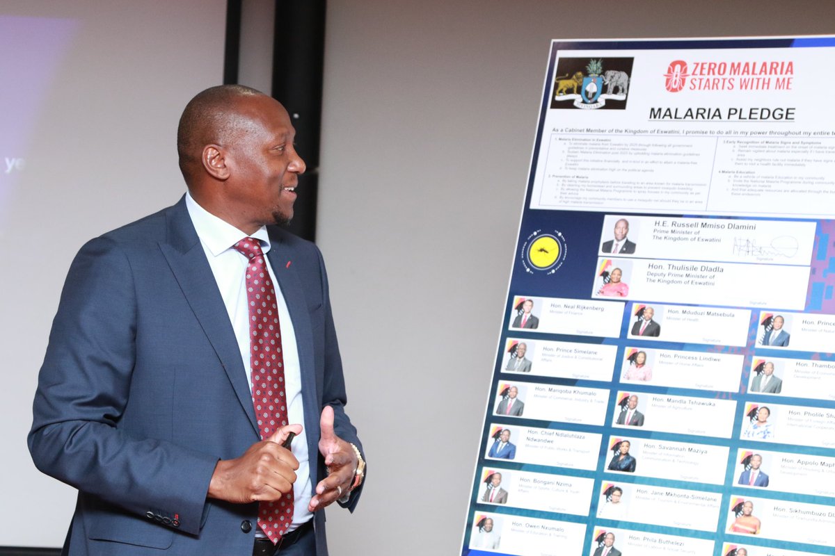 fund_end's tweet photo. The End Malaria Fund had the pleasure of presenting the Zero Malaria Starts With Me Pledge to cabinet. His Excellency the Prime Minister cabinet in committing to ensure malaria elimination remains high on the political agenda proceeding to donate E 70 000.00 on behalf of cabinet. https://t.co/xjFZsrZ9U7