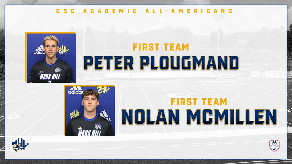mhulions's tweet photo. Peter Plougmand and Nolan McMillen of the MHU Men's Soccer team have been named CSC Academic All-American First Team selections! #MHUMSOC #MHULions #RollHill https://t.co/nA5GQcI8fk