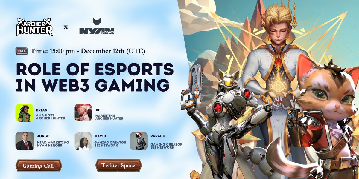 💭 AMA #6 with <a href="/nyanheroes/">Nyan Heroes</a> | Exploring The Role of Esports in Web3 Gaming 🎮  

Esports is evolving, and Web3 is the game-changer! Get ready for an exciting deep dive into how blockchain is reshaping the gaming industry of Esports 💡  

🕝 Time: 10:00 AM (UTC) - 12th Dec
🎙