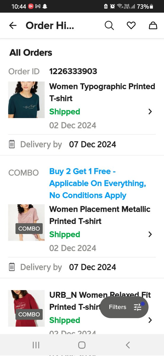 sunilparsekar's tweet photo. @maxfashionindia @Everyone order placed 1 dec 24 expected delivery by 7 Dec 24 and today 10 Dec 24. No body at max fashion even bother to update the customer about the issue. Its my 1st and last order. Order No. In attached screenshot. https://t.co/57Pk8kpjzJ