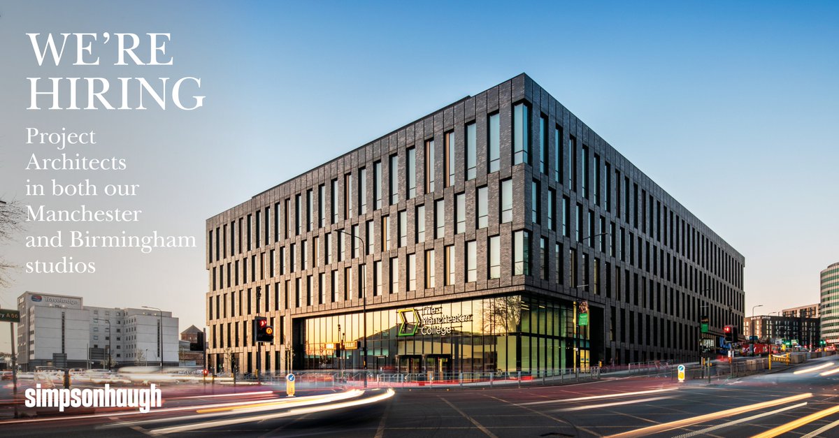 SimpsonHaugh (@simpsonhaugh) on Twitter photo We are looking for talented qualified Project Architects with 5+ years of post-qualification experience to join both our #Manchester and #Birmingham studios. Apply by sending a CV and recent examples of your work to: careers@simpsonhaugh.com. bit.ly/2fiCEYn We are looking for talented qualified Project Architects with 5+ years of post-qualification experience to join both our #Manchester and #Birmingham studios. Apply by sending a CV and recent examples of your work to: careers@simpsonhaugh.com. bit.ly/2fiCEYn
