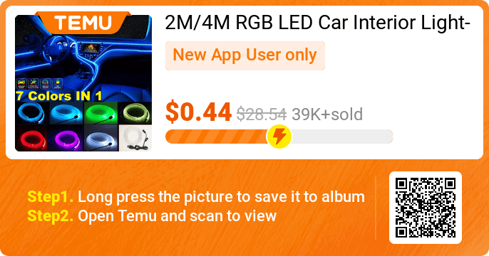 blindstab1991's tweet photo. Uncover incredible deals and embrace a seamless shopping spree on Temu! 😊
👉 item link: https://t.co/Ph1uSz0OGV
🎉 Exclusive deal[$0.44] -98%
⚠️ Every New App User can only enjoy once
2M/4M RGB LED Car Interior Lights - Create Your Own Dynamic Atmosphere - Dazzling Neon ... https://t.co/fvDagBOeZM