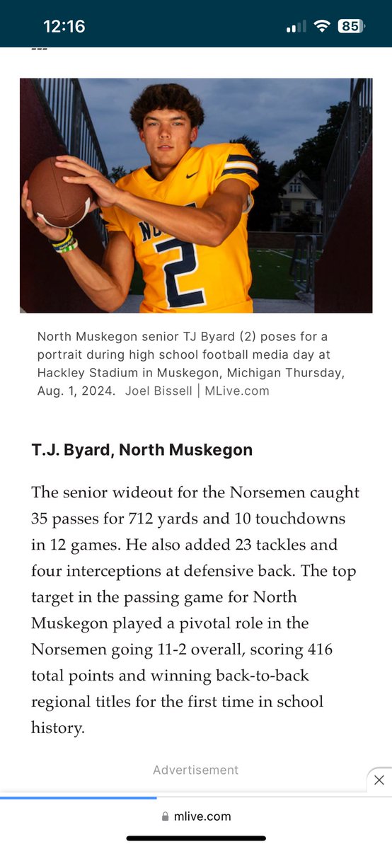 TJ Byard (@tj_byard24) on Twitter photo Thankful to receive first team all-state for Coaches Association and AP!!💙💛<a href="/NorthMuskegonFB/">North Muskegon Football</a> <a href="/Coach_MasonWOT/">Antoine Mason</a> <a href="/CoachDonnelly21/">Michael Donnelly</a> @PrudhommeSVSU @CoachMerchLTU <a href="/CoachOlsonGVSU/">Coach Ryan Olson</a> Thankful to receive first team all-state for Coaches Association and AP!!💙💛<a href="/NorthMuskegonFB/">North Muskegon Football</a> <a href="/Coach_MasonWOT/">Antoine Mason</a> <a href="/CoachDonnelly21/">Michael Donnelly</a> @PrudhommeSVSU @CoachMerchLTU <a href="/CoachOlsonGVSU/">Coach Ryan Olson</a>