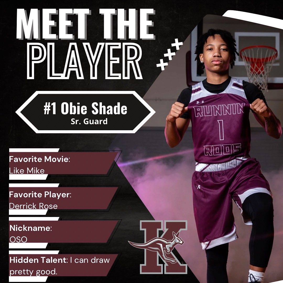 Killeen Runnin Roos Basketball (@rrbb_khs) on Twitter photo Meet Sr. Guard, #1 Obie Shade! Very important guard to our team. Super proud of the young man that he’s becoming! Shout out to “OSO”! 🤞🏽✊🏽 #RooHoopSquad 🦘🏀 #CoachWalt #RunninRoosBasketball <a href="/KHSRoos/">Killeen High School</a> Meet Sr. Guard, #1 Obie Shade! Very important guard to our team. Super proud of the young man that he’s becoming! Shout out to “OSO”! 🤞🏽✊🏽 #RooHoopSquad 🦘🏀 #CoachWalt #RunninRoosBasketball <a href="/KHSRoos/">Killeen High School</a>