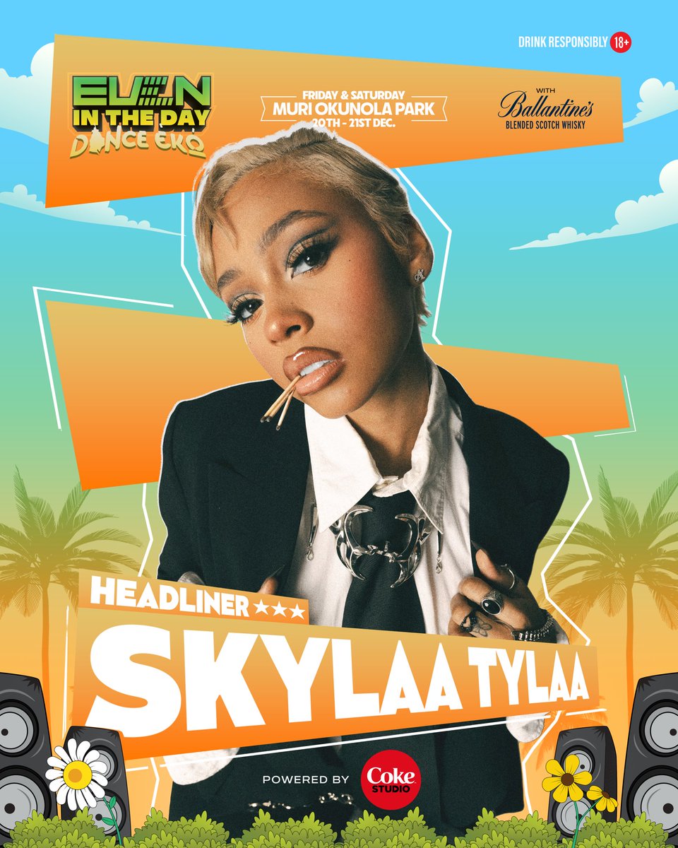 evenintheday's tweet photo. LAGOS CITY! ARE YOU READY TO VIBE WITH @SkylaTy ?!🤩
Dance Eko is going to be a movie & you don’t want to miss it!! So go get your tickets if you haven’t🧏🏽♀️
📍Muri Okunola park
Tickets
🎫 https://t.co/GKU2kuJLkT
See you soon!!
#dettydecember #eitd #festivalsindecember https://t.co/kAohSJbJZZ