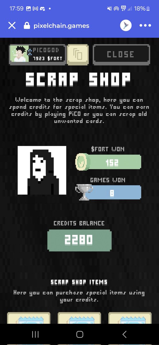 Beta testing the scrap shop. You got cards you don't need? Do you want to spend credits on cards you are missing? Or you just want more Pico Coin credits for the AD. 

Scrap Shop baby! 🤓