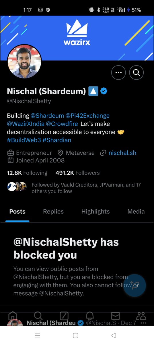 I_m_Ehtesham's tweet photo. Guys #NischalShetty is now started to block users who are asking questions...

@WazirXIndia users are in problem and @sameermhatret @BuddhaSource is all silent with #nischalshetty...

We want our 100% crypto and INR back...

#WazirX #WazirXScam #WazirXhack #wazirxindia https://t.co/cWewTp6oop