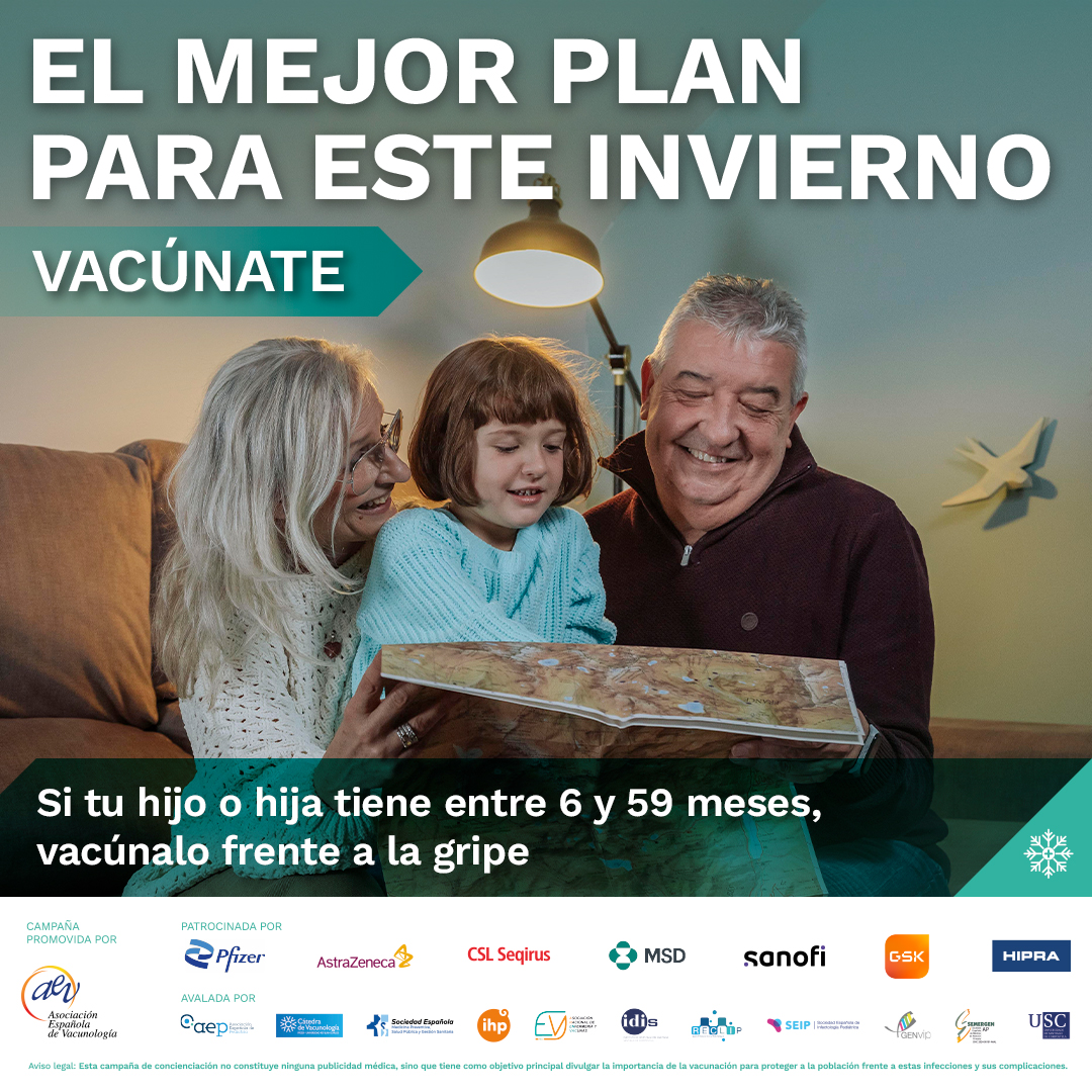🏥🤒¿Sabías que más de la mitad de los menores de 5 años que ingresan en UCI a causa de la gripe no tienen ningún factor de riesgo? 
Este año, vacuna a los niños de entre 6 y 59 meses de gripe para que crezcan fuertes y sanos💪
#ElMejorPlanVacúnate #AEV