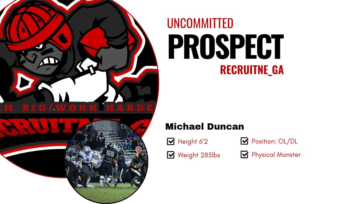 Coach Daniels (@coachdaniels06) on Twitter photo 🆔️ <a href="/Big_Mike555/">Michael Duncan</a>
👨🏾🎓2️⃣0️⃣2️⃣5️⃣
🏈OL/DL
📚3.2 GPA
📝 Duncan is one of the most physical kids I've seen. Plays the game with controlled aggression. Hold 3 offers NAIA-D2 🆔️ <a href="/Big_Mike555/">Michael Duncan</a>
👨🏾🎓2️⃣0️⃣2️⃣5️⃣
🏈OL/DL
📚3.2 GPA
📝 Duncan is one of the most physical kids I've seen. Plays the game with controlled aggression. Hold 3 offers NAIA-D2