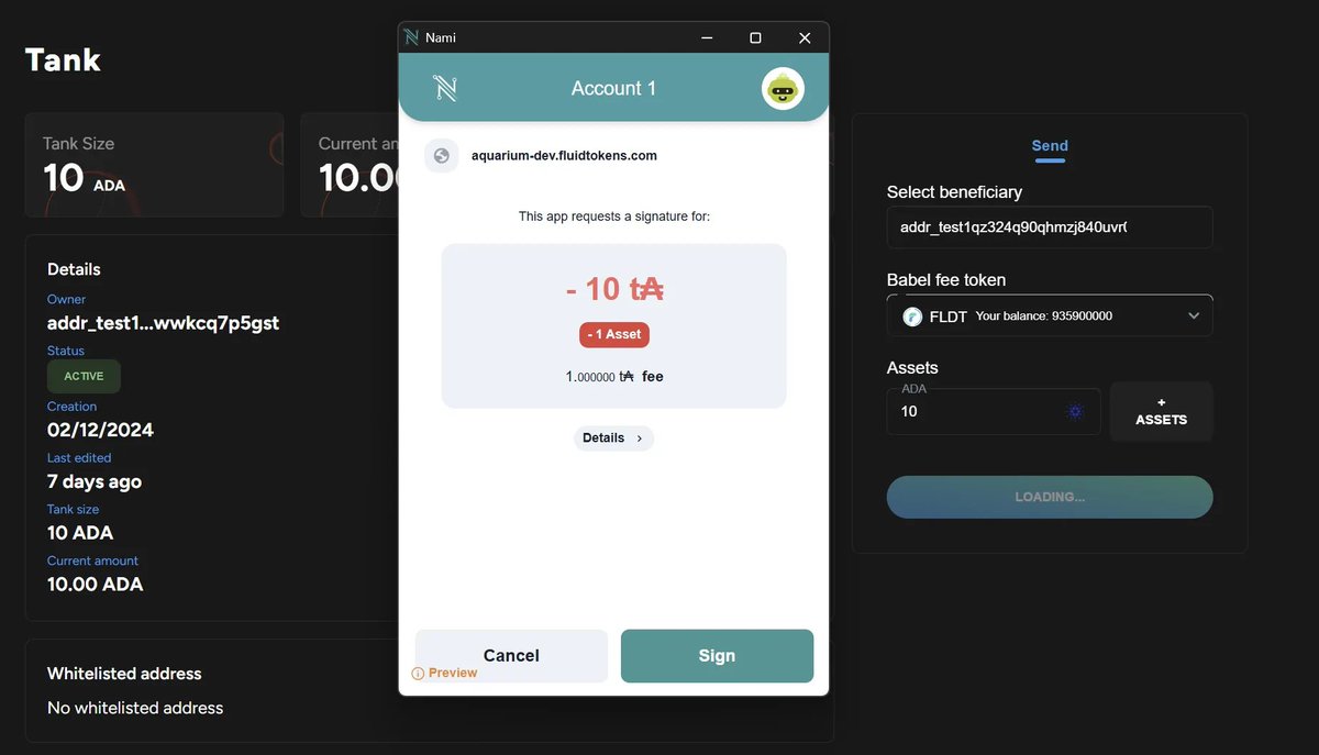 BREAKING NEWS:

GASLESS FEES IS NOW LIVE ON CARDANO 🤯🤯

The first Gasless fee transaction has been performed by the <a href="/FluidTokens/">FluidTokens</a> team.

Sending 10 ADA to another wallet  paying  0 ADA in fees 👇