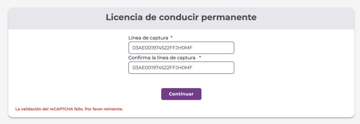 fritulip's tweet photo. @LaSEMOVI hola buen día, ya hice el pago de mi licencia permanente, ya tengo línea de captura, y para continuar el trámite y validar la línea no me deja. 
Me comenta que lo vuelva a reintentar. 
¿Que puedo hacer? https://t.co/avFlJ4eax2