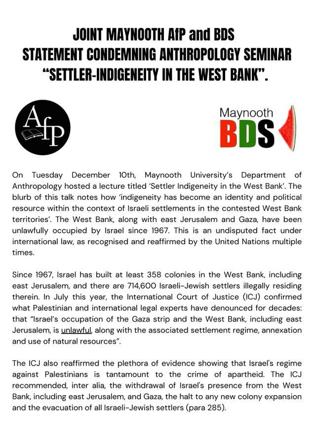 Academics for Palestine Maynooth tweet media