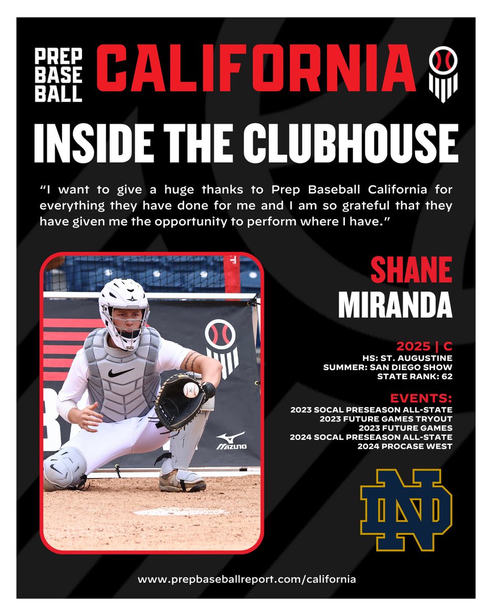 PREP BASEBALL CALIFORNIA (@prepbaseballca) on Twitter photo ๐๐ท๐ผ๐ฒ๐ญ๐ฎ ๐ฝ๐ฑ๐ฎ ๐๐ต๐พ๐ซ๐ฑ๐ธ๐พ๐ผ๐ฎ: ๐ข๐ฑ๐ช๐ท๐ฎ ๐๐ฒ๐ป๐ช๐ท๐ญ๐ช
From San Diego to South Bend, Shane Miranda has made the most of every opportunity while taking on all challenges with a team first attitude.
Full Story: loom.ly/U3IPODA
<a href="/shane_miranda07/">Shane Miranda</a> | <a href="/prepbaseball/">Prep Baseball</a> ๐๐ท๐ผ๐ฒ๐ญ๐ฎ ๐ฝ๐ฑ๐ฎ ๐๐ต๐พ๐ซ๐ฑ๐ธ๐พ๐ผ๐ฎ: ๐ข๐ฑ๐ช๐ท๐ฎ ๐๐ฒ๐ป๐ช๐ท๐ญ๐ช
From San Diego to South Bend, Shane Miranda has made the most of every opportunity while taking on all challenges with a team first attitude.
Full Story: loom.ly/U3IPODA
<a href="/shane_miranda07/">Shane Miranda</a> | <a href="/prepbaseball/">Prep Baseball</a>