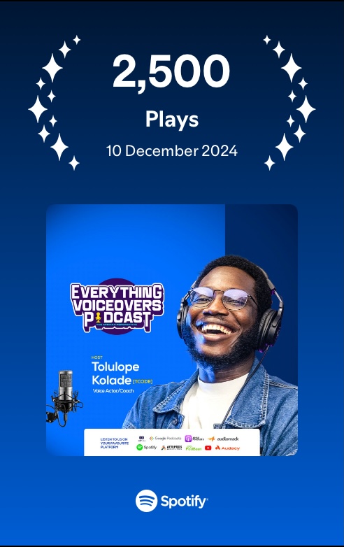 EverythingVOs's tweet photo. 🎉2,500 Plays on Spotify! 
A huge THANK YOU to everyone who’s tuned in to the Everything Voiceovers Podcast! Your support, shares mean the world to us.
This milestone is just the beginning, and we’re so excited to keep bringing you more tips from the world of voiceovers. https://t.co/dc794Ii0HV