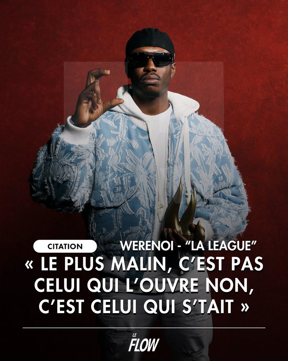 LeFlowtv's tweet image. &quot;La League&quot;, le 4e single de Werenoi, qui lui a permis de se faire connaître plus largement 🔥
Un flow précis et des textes affûtés : il est là pour marquer le rap game 🎤

#Werenoi #LeFlow #RapFr #Punchline #CitationsRap #citation #rap