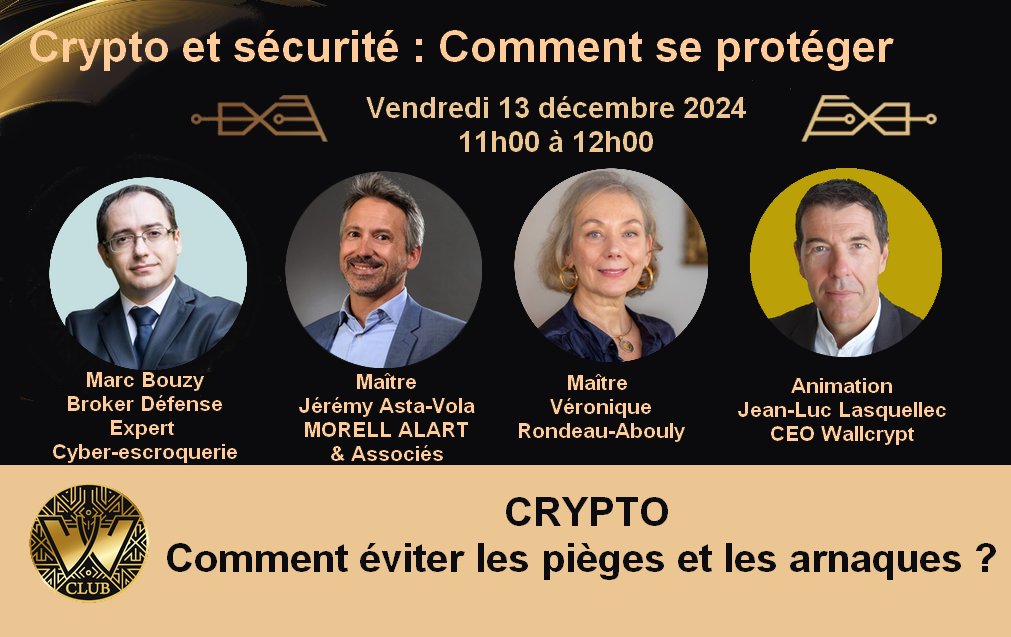 WallCrypt's tweet image. 🔐 Crypto et sécurité : Protégez vos actifs numériques ! 
📅 Vendredi 13 décembre 2024 🕚 De 11h00 à 12h00
📍 Événement en ligne - Gratuit
Inscrivez-vous dès maintenant 👉 urls.fr/zVnEOD

#bitcoin #arnaque #crypto #securite #cybersecurite 
@BrokerDefense @VAbouly