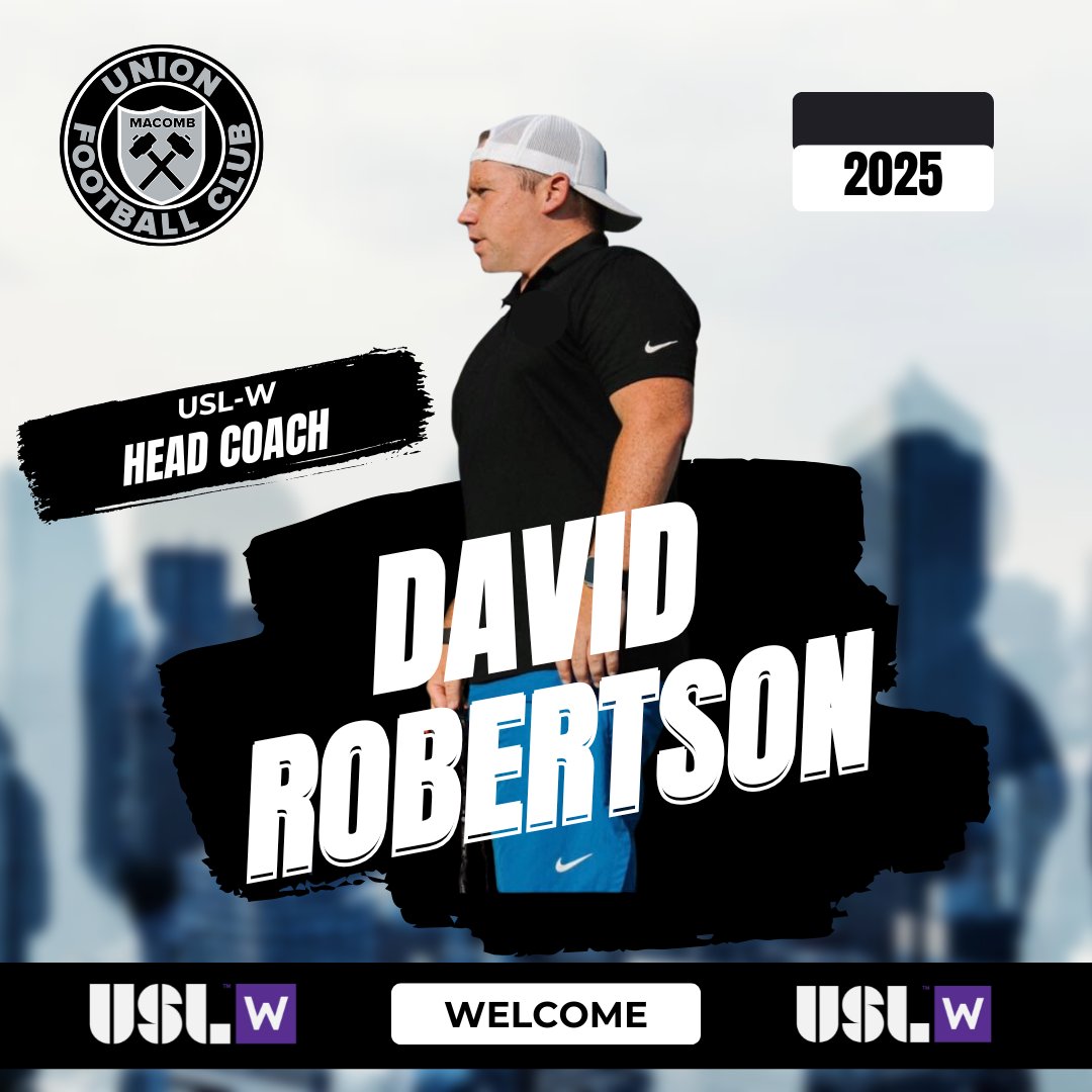 UnionFCMacomb's tweet photo. ROBERTSON NAMED UNION FC INAUGURAL USL-W HEAD COACH
We are excited to name one of the nation's best as our inaugural head coach. Please join us in welcoming David Robertson (@CoachDR7) to the Union FC Family.
His resume needs no introduction. David is recognized as one of the top developers of talent, environments, and programs, with his teams playing one of the most exciting brands of soccer you will find.
We can't wait to get to work, coach!
Read the full article:
https://t.co/yty42XpVvf
#uslw #welcomerobertson #unionfcmacomb #formichiganbymichigan #bringingmichigantothetable #UnionFC #uslwsoccer #USL #michigansoccer
@ImYouthSoccer @ImCollegeSoccer