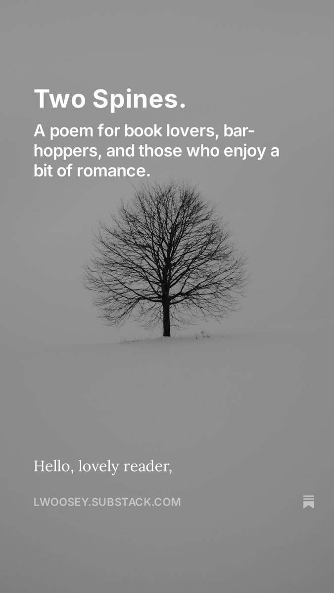 My recent poem is live. It's for book lovers, bar-hoppers, and those who enjoy people-watching. open.substack.com/pub/lwoosey/p/…