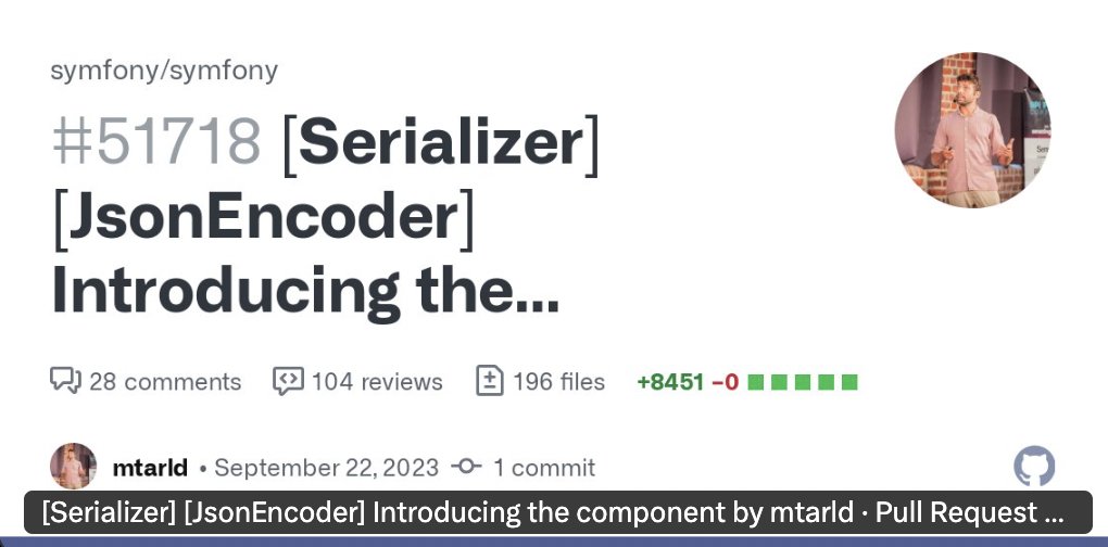 Robin Chalas (@chalas_r) on Twitter photo đ Merged: JsonEncoder component!
#Symfony 7.3 will come with blazing fast, resource-efficient object to JSON serialization. Kudos <a href="/matarld/">Mathias Arlaud</a>! đ Merged: JsonEncoder component!
#Symfony 7.3 will come with blazing fast, resource-efficient object to JSON serialization. Kudos <a href="/matarld/">Mathias Arlaud</a>!
