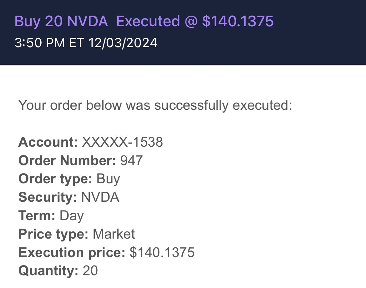Slinginstocks's tweet photo. Averaging down into my $NVDA position.   This will be back over $200 in no time #Followmytrades #StockMarket #NVDA https://t.co/DpX96tkqU0