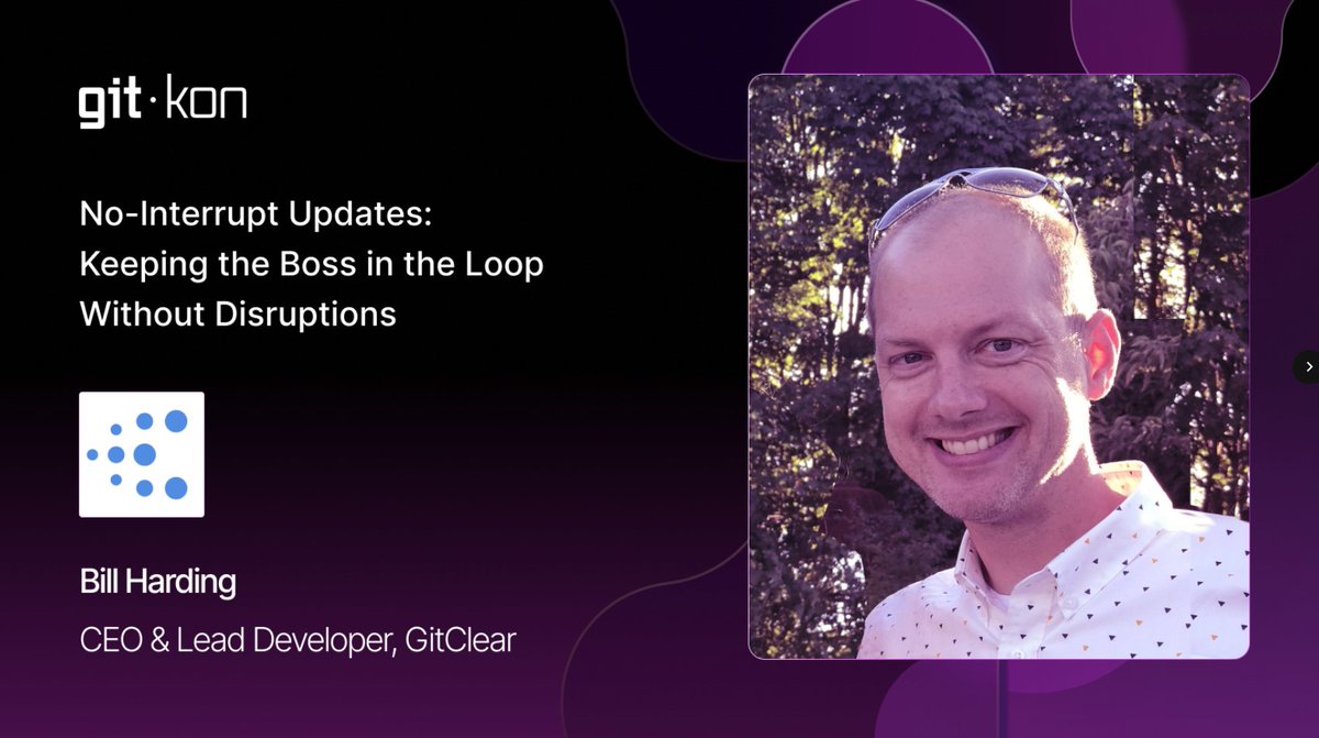 gitclear's tweet image. Our presentation on &quot;No-Interrupt Updates&quot; as part of improving Developer Experience goes live as part of #GitKon2024 today via @GitKraken. Register at gitkon.com to watch its imminent debut. ✨