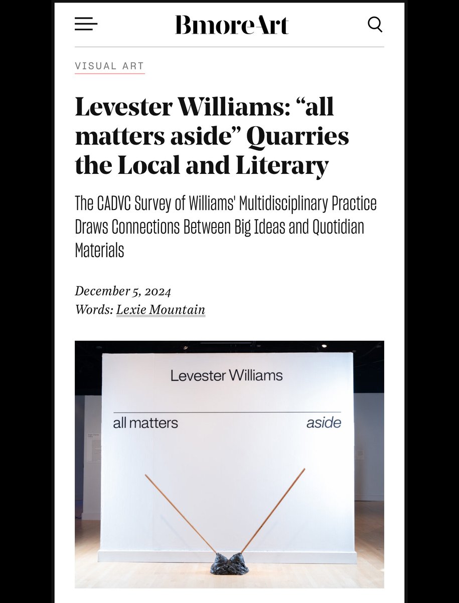 ArtsAtUMBC's tweet photo. The exhibition Levester Williams: all matters aside closes this weekend at UMBC's Center for Art, Design, and Visual Culture! Thanks to BmoreArt for this great review by Lexie Mountain โ https://t.co/ONJEJtwuiE @UMBC @cadvc_UMBC @UMBC_CAHSS @CIRCA_UMBC #bmoreart https://t.co/mxpTiywF3q