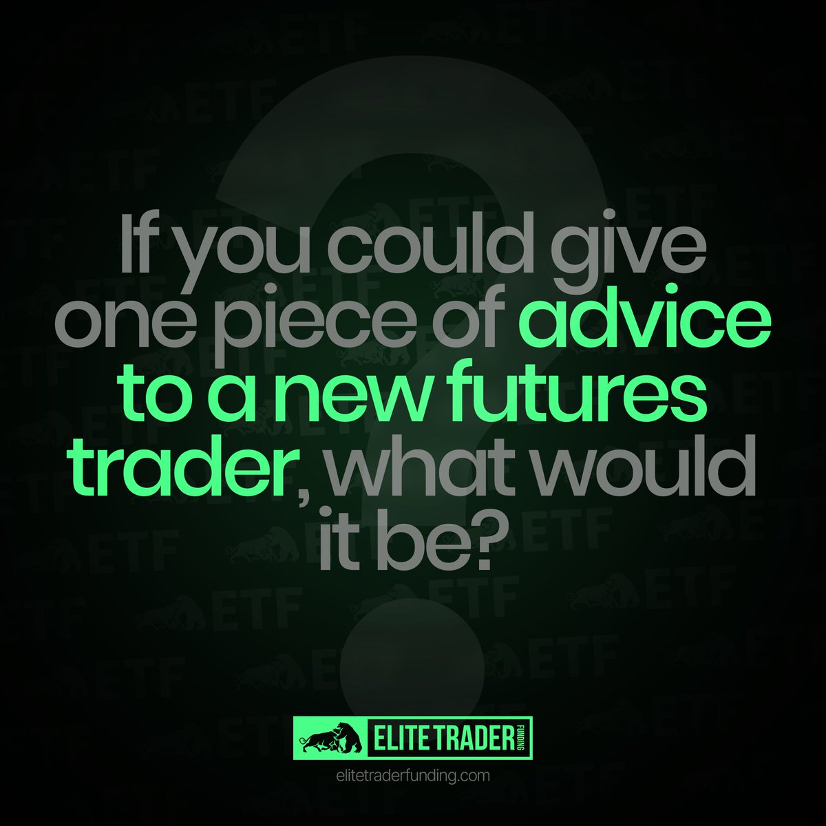 EliteTraderFund's tweet photo. If you could give one piece of advice to a new futures trader, what would it be?
๐ฃ๏ธ Let's create a valuable resource for newcomers in the comments!
#EliteTraderFunding #ELITEMAS https://t.co/g7uehw2bhs