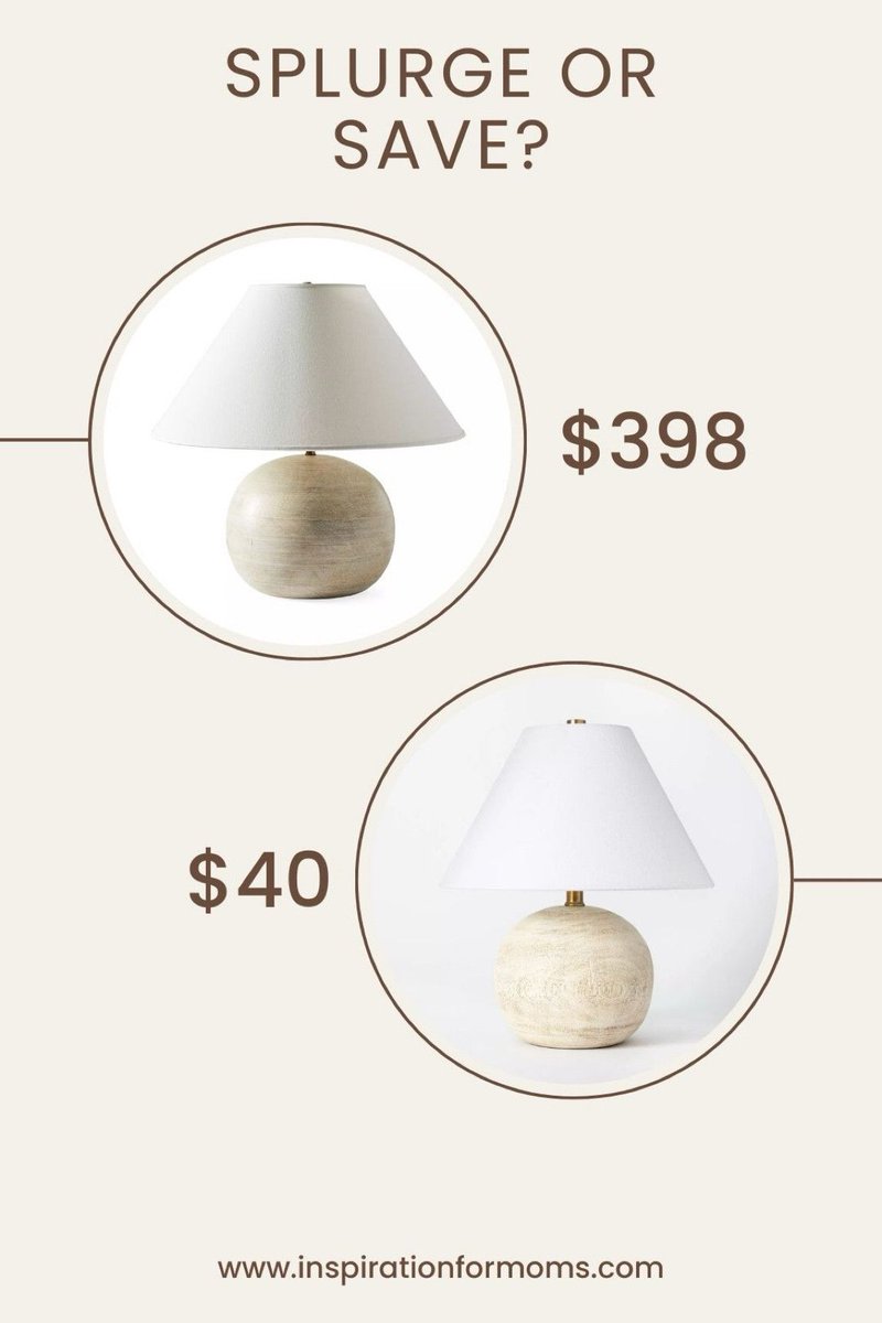 inspirationfor's tweet image. Save or Splurge! Can you tell the difference between these two wooden lamps? Click here to shop: bit.ly/3OlYrLK #lookforless #homedecor