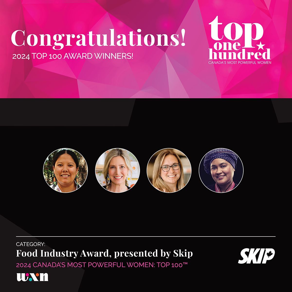 WXN is excited to introduce the winners of the 2024 Canada’s Most Powerful Women: Top 100™ awards in the Food Industry Award category, presented by Skip. Learn more about this year’s bold winners: buff.ly/4hpIwsD

@skipcanada,
@paitoronto

#BeBold #WXNTop100