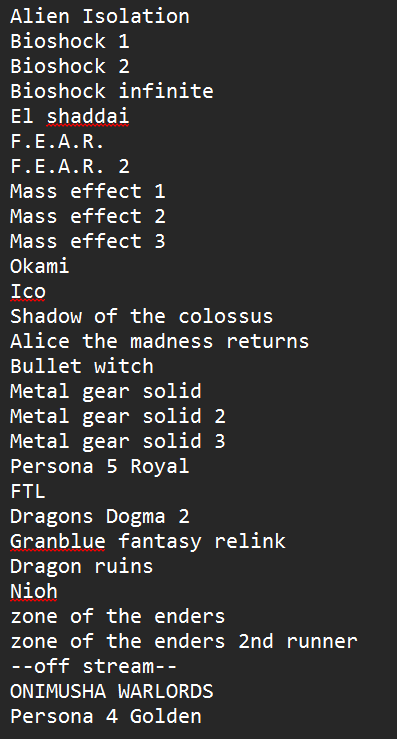 KingKarasuVT's tweet photo. All the games i beat this year : https://t.co/IGj12mQa26