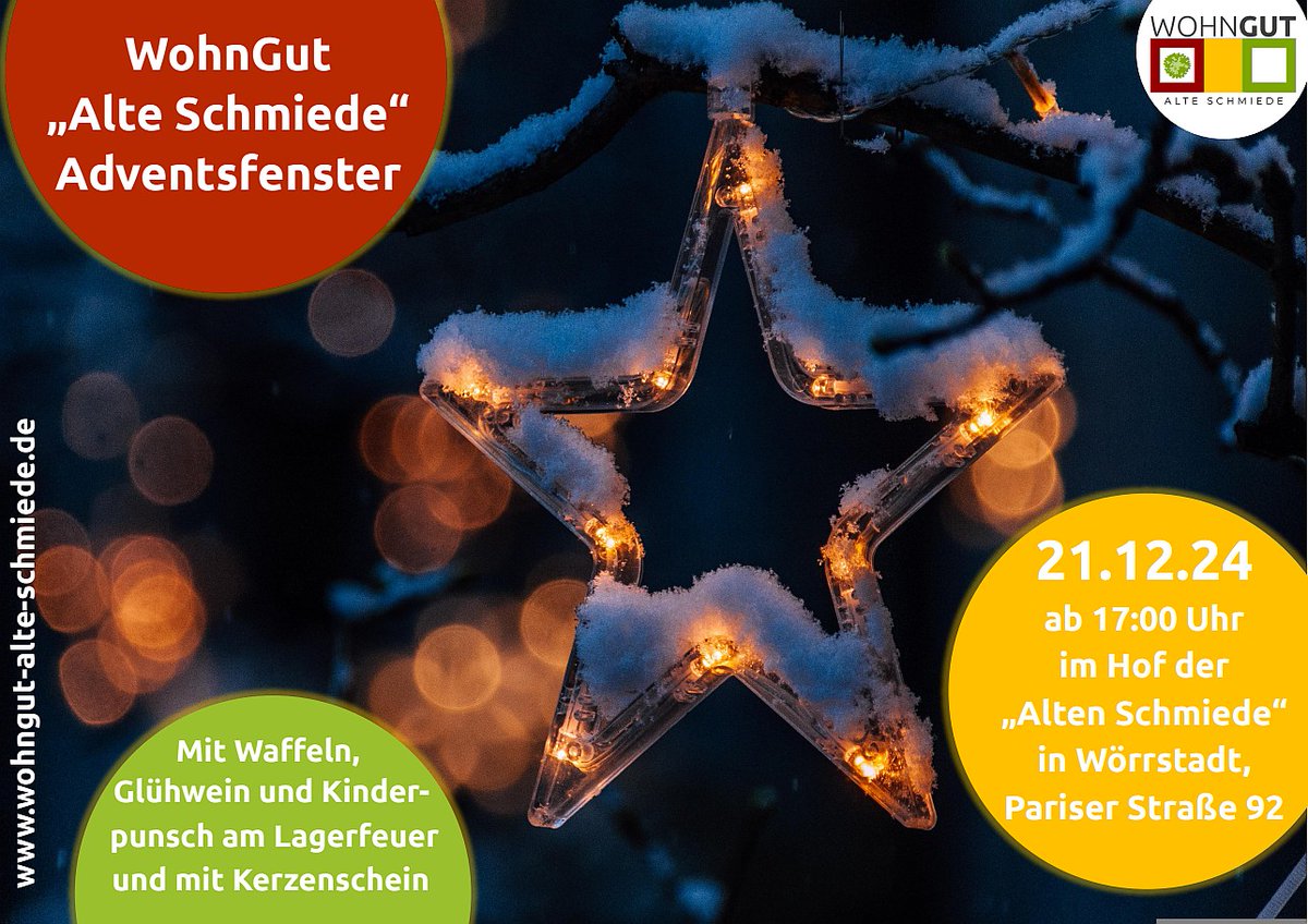 WohnGutWoerst's tweet photo. Dieses Jahr sind wir das 21. Adventfenster 🥳🎄 mit Glühwein 🍷,Waffeln 🧇 und Lagerfeuer🔥 ab 17 Uhr #adventsfenster #glühwein #waffeln #wohnprojekt #wohngutalteschmiedewoerstadt https://t.co/JLaEI7gqPM