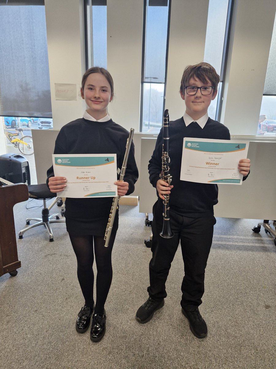 MusicDrama1's tweet photo. Congratulations to our S1/S2 woodwind winner D and runner up A. 
@SYMusicians 
@GarnockCampus 
@NACmusicservice https://t.co/2RiXxcsriE