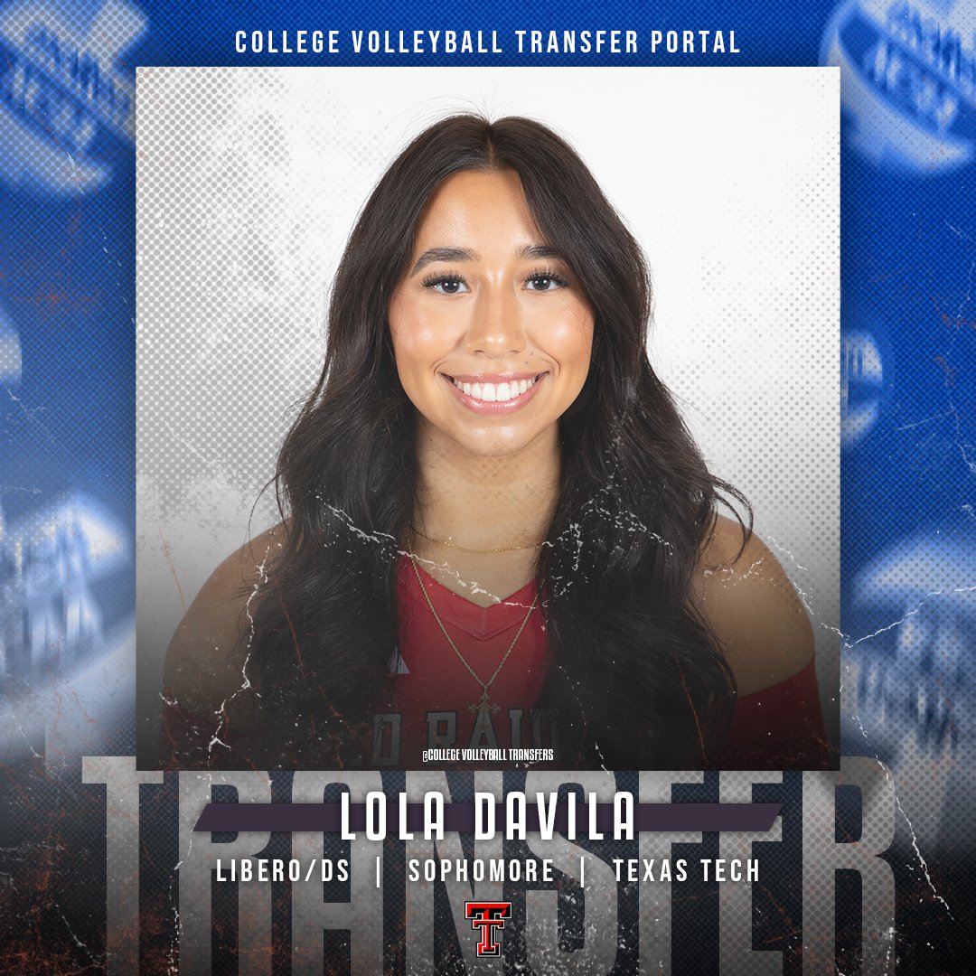 𝗜𝗻 𝗧𝗵𝗲 𝗣𝗼𝗿𝘁𝗮𝗹

✏️: Lola Davila
🏐: Libero/DS
🎓: Sophomore
📍: Texas Tech
❌: <a href="/loladavilaa/">Lola Davila</a> 

#CollegeVBTransfers | #NCAAWVB