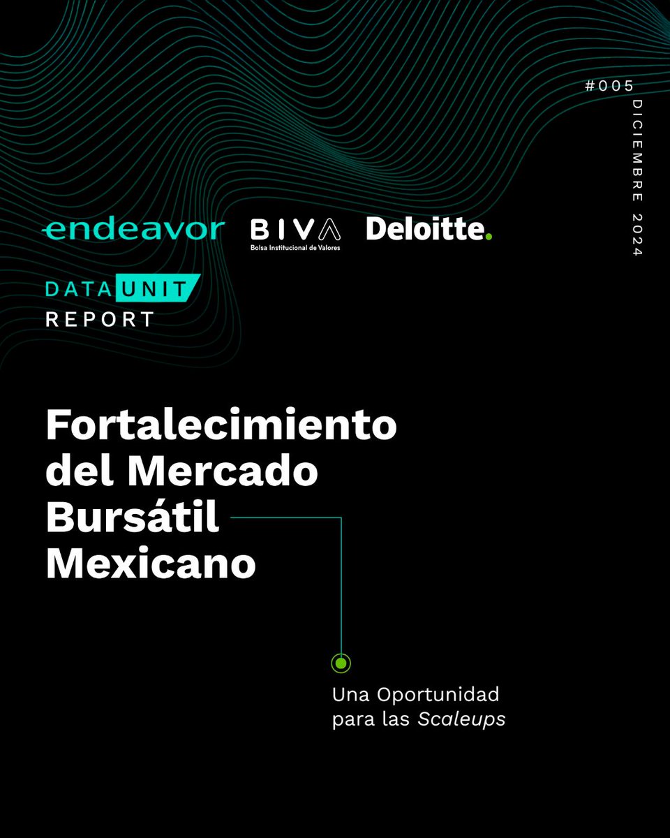 BIVAMX's tweet photo. En @BIVAMX, en colaboración con Endeavor y @Deloitte, presentamos un estudio 👉🏼 https://t.co/gU1PgWXkkq que revela los desafíos y oportunidades del mercado bursátil mexicano, destacando el papel de las #Scaleups y la importancia de las #OPIs como motor de innovación y desarrollo económico.

Este análisis busca generar un cambio estructural que fortalezca la participación de las empresas en el mercado de valores, impulsando así un futuro más competitivo y sostenible para México.

#BIVA #Endeavor #MercadoBursátil #Scaleups #InnovaciónFinanciera