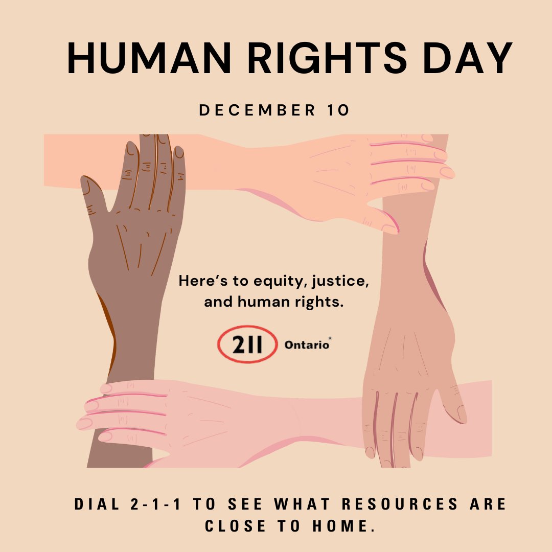Human rights are universal--let's protect them together. Dial 2-1-1 for support. #humanrights #211