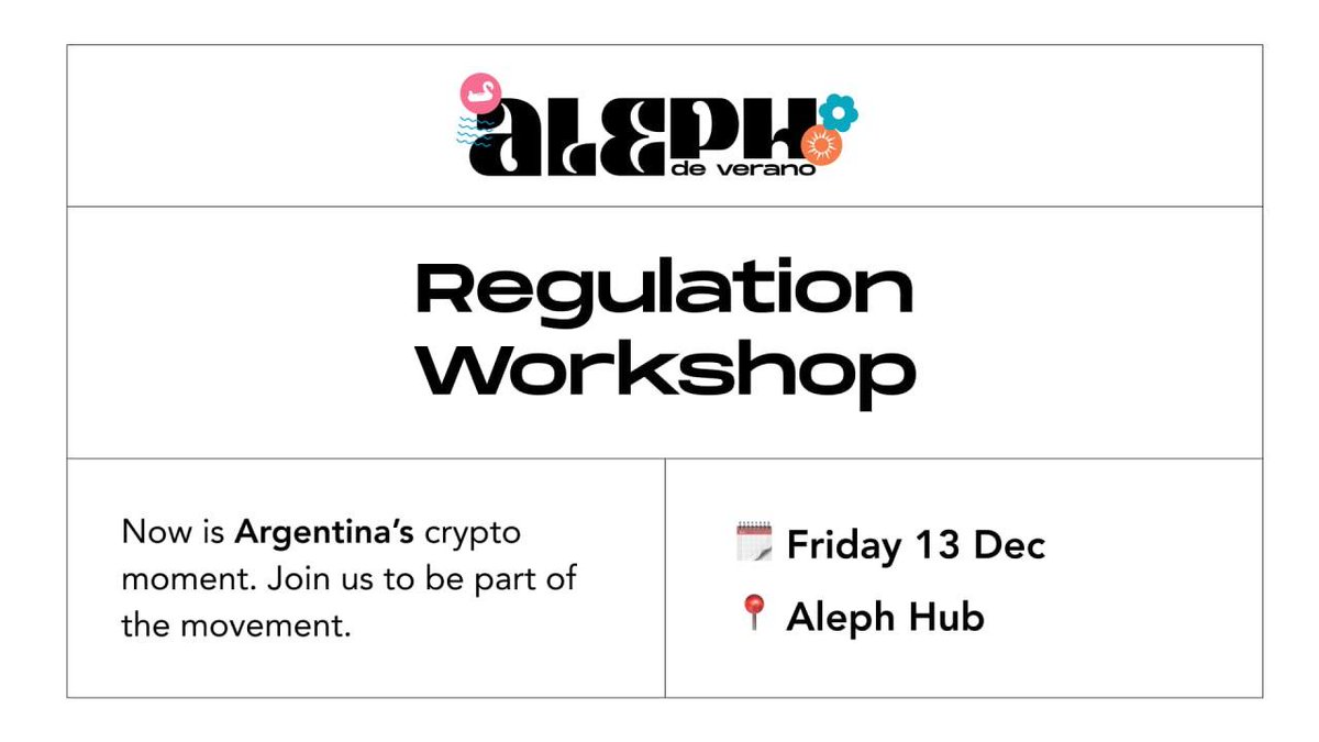 🚀 ¡Sumate al Regulation Day Workshop!

Debatiremos avances en PSAV, Sandbox Multiagencia, zonas económicas, y más.

📍 Concepción Arenal 2989
⏰ 14 a 19 hs + Cocktail 🥂
🎤 Con speakers de <a href="/RipioApp/">Ripio</a>, @BeloApp, @Koibanx, sector público y más.

📲 Inscribite 👉