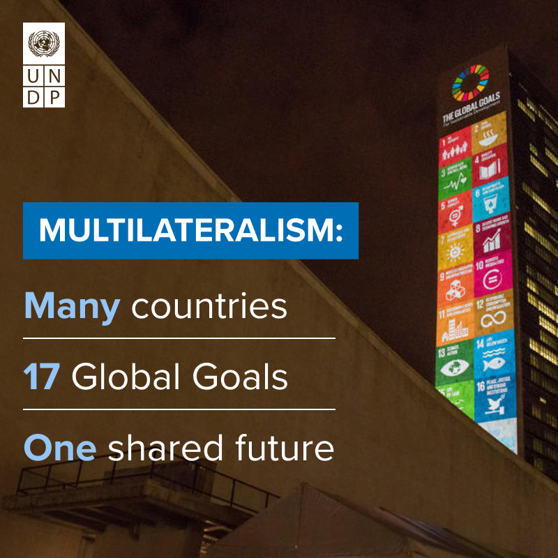 UNDP's tweet image. It is our shared responsibility to create a better world 🌎 for future generations.

Through multilateralism we can ensure that we all take action to achieve the #GlobalGoals.

Learn more: go.undp.org/4D2