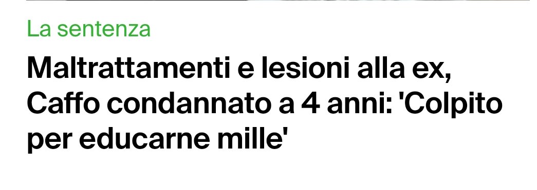 Perché nella maggior parte dei titoli di giornale su un uomo condannato a 4 anni per maltrattamenti e lesioni sono riportate le parole del condannato (che di fatto politicizza la condanna), e non della vittima o della sentenza? 

#Caffo