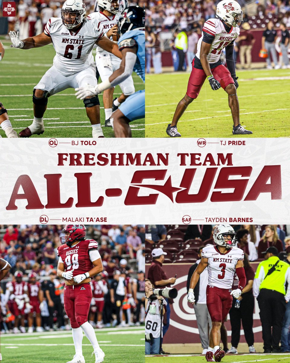 New Mexico State Football (@nmstatefootball) on Twitter photo ๐
๐๐๐๐๐๐๐ ๐๐๐๐๐๐๐๐
โซ๏ธBJ Tolo
โซ๏ธTJ Pride
โซ๏ธMalaki Ta'ase
โซ๏ธTayden Barnes
#AggieUp x #RideForTheBrand ๐
๐๐๐๐๐๐๐ ๐๐๐๐๐๐๐๐
โซ๏ธBJ Tolo
โซ๏ธTJ Pride
โซ๏ธMalaki Ta'ase
โซ๏ธTayden Barnes
#AggieUp x #RideForTheBrand