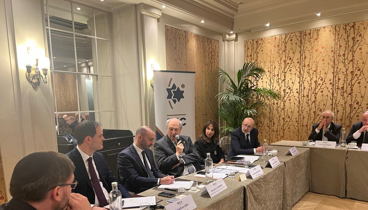 Le Comité exécutif du <a href="/eurojewcong/">European Jewish Congress</a> s'est tenu aujourd'hui à Paris, réunissant les responsables des organisations juives européennes.
Le ministre <a href="/benjaminhaddad/">Benjamin Haddad</a> nous a fait l'honneur d'intervenir et d'échanger sur la situation difficile des Juifs en Europe, face à la vague